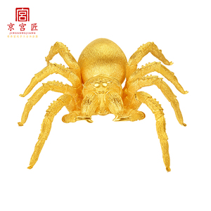 京宫匠 黄金摆件錾刻工艺足金蜘蛛喜子喜从天降传承古法手工金器