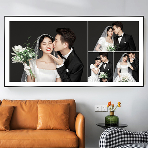 制作影楼床头婚纱照相框放大挂墙照片打印冲洗结婚挂画定制相片