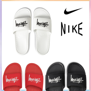 nike耐克 benassi x stussy 联名男女运动拖鞋夏季沙滩情侣凉拖鞋