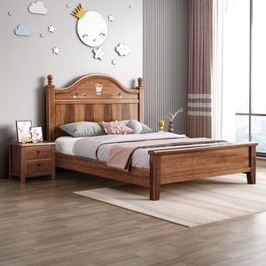 新中式全实木儿童床现代简约次卧男孩单人储物床小孩小床紫金檀木