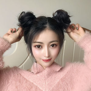 包子头发饰双丸子头假发圈 假发女花苞头 盘发器减龄蓬松自然皮筋