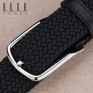 elle homme法国时尚品牌杂志风弹力腰带夏季时尚潮男百搭皮带针扣