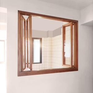 定制移动木窗户原木实木推拉木窗长虹玻璃日式风格实木左右折叠窗