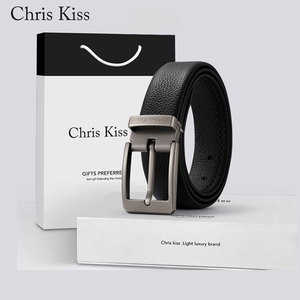 Chris Kiss官方旗舰店男士针扣皮带真皮休闲奢侈品牌腰带裤带男潮