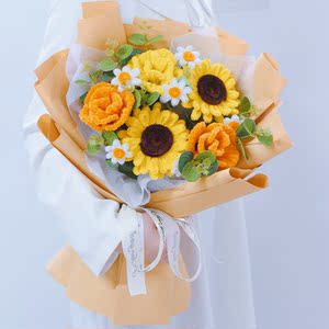 扭扭棒花束向日葵手工编织自制diy材料包彩色绒毛铁丝情人节礼物