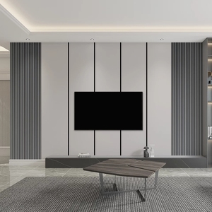 电视背景墙壁纸自粘现代简约大气格栅木饰面沙发壁画竖条墙纸