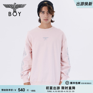 【粉色银翼】BOYLONDON冬情侣款长袖翅膀绣花圆领套头卫衣N03008