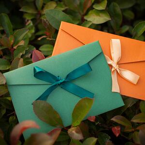 高档复古创意彩色加厚大号蝴蝶结珠光纸特种纸浪漫唯美大信封定制
