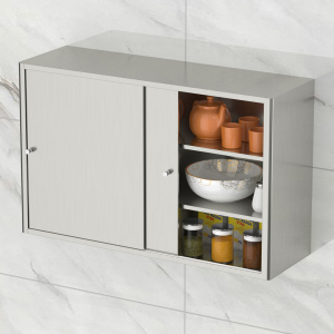 304不锈钢厨房吊柜墙壁柜 推拉门厨房橱柜碗柜移门趟门置物储物柜