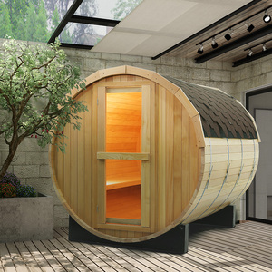 朗奢户外圆桶桑拿房庭院火山石家庭用别墅桑拿炉远红外湿蒸汗蒸房