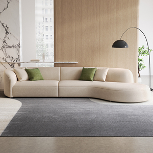 法式布艺沙发意式极简弧形现代轻奢客厅异形转角科技布沙发侘寂风