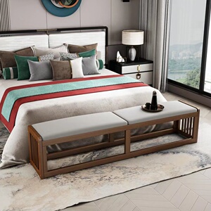 实木床尾凳春凳卧室家用客厅入户进门口玄关长条板凳新中式换鞋凳