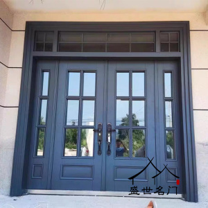 定制防盗门锌合金钢化玻璃门别墅大门双开门家用乡村农村入户大门