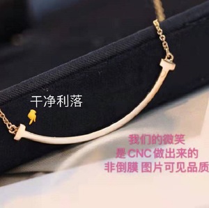 高版t家笑脸项链女s925纯银满钻mini大号小号笑脸生日礼物送女生