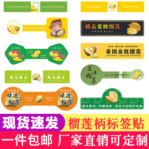 榴莲柄贴纸 泰国马来西亚金枕猫山王精品果标 水果不干胶标签定制