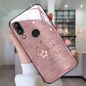 电镀粉小狗适用华为荣耀note10手机壳honor10新款i镜面青春版玻璃v10