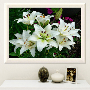 百合花十字绣自己绣新款客厅房间小清新花卉图案diy手工刺绣印花