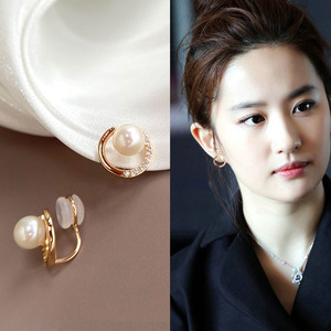 刘亦菲同款珍珠耳夹无耳洞女耳环小众设计感高级耳钉气质纯银耳饰