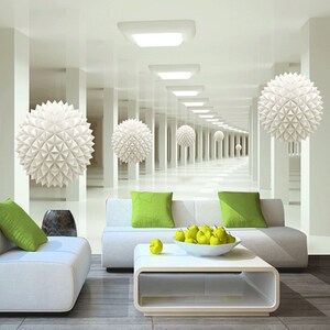 空间延伸优雅客厅沙发电视背景墙壁纸3d立体欧式卧室装饰贴画墙纸
