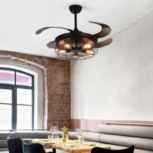 美式复古风扇灯吊灯一体餐厅灯创意个性客厅卧室42寸工业风吊扇灯