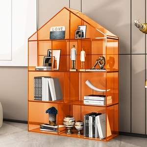 北欧创意亚克力书架家用儿童绘本杂志收纳装饰落地置物陈列架定制