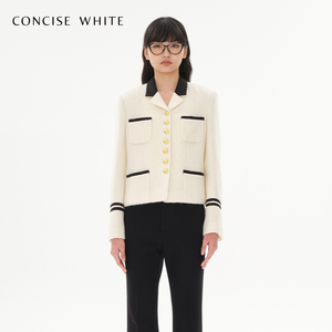 CONCISE-WHITE简白复古金扣海军风羊毛呢外套女秋冬新品设计师
