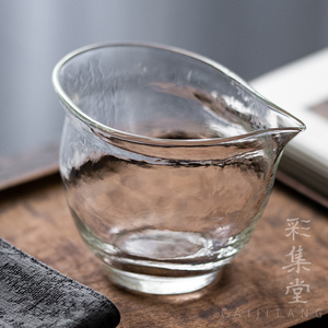 彩集堂 锤纹异形耐热玻璃公道杯 加厚日式透明功夫茶具个性分茶杯