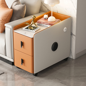 轻奢沙发边柜网红岩板边几实木角几客厅可移动中侧柜多功能储物柜