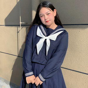 猫耳姬原创大码jk制服绀三本套装基础款水手服胖mm显瘦200斤现货