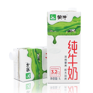 蒙牛纯牛奶纯牛乳1升大盒1l*6盒 4月产 绿色包装 大部包邮
