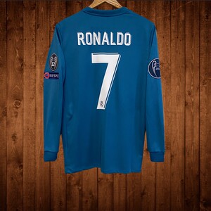 1718皇马第二客场欧冠版长/短袖球衣复古球衣拉莫斯 c罗足球服