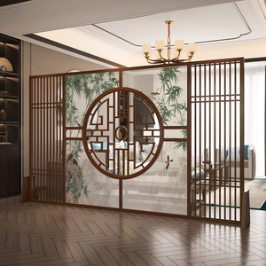 新中式屏风移动办公客厅茶室遮挡现代简约全实木屏门屏障座屏定制