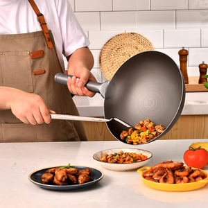 钛锅无涂层不粘锅纯钛炒锅家用燃气灶专用圆底一体式多功能炒菜锅