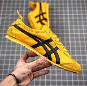 tiger鬼冢虎冢女鞋李小龙黑黄复古手工羊皮低帮透气休闲男板鞋