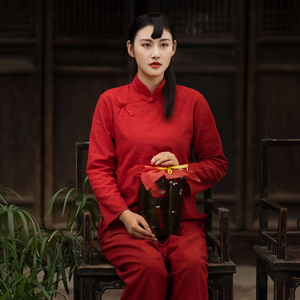 九儿演出服装女村姑红高粱九儿同款衣服话剧改革开放百姓棉麻偏襟