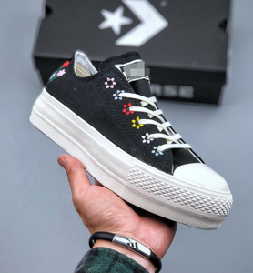 匡威官方旗舰店all star lift 厚底刺绣小花增高帆布鞋