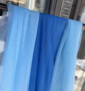 加密灰蓝色雾霾蓝婚纱礼服装设计网纱面料裙子网纱布料