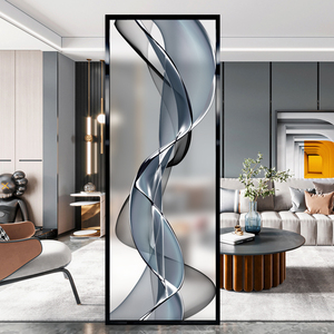 现代极简约3d艺术玻璃时尚屏风隔断墙装饰透光入门玄关小户型轻奢