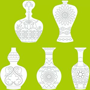 美工区区域材料半成品投放大班小班空白填色青花瓷花瓶卡片绘画