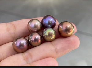 珍藏天然淡水珍珠直播活体开蚌取珠爱迪生多珠巴洛克妖紫蚌鲜活