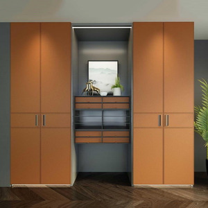 定制皮革衣柜门板别墅轻奢橱柜皮质柜门高端六面车线合金封边硬包