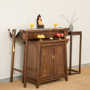 实木供桌供台套桌柜客厅香火桌现代财神佛台香案黑胡桃木神台贡台