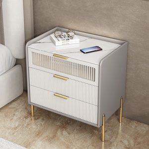 欧派官方智能床头柜全实木超窄无线充电简约现代轻奢带灯迷你小户