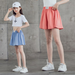 儿童爵士舞蹈短裤女童夏季演出服薄冰丝街舞走秀裙裤露脐上衣套装