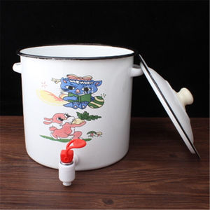 加厚搪瓷桶有盖凉茶水桶7.5la装纯净水桶带水笼头茶桶米茶桶糖茶