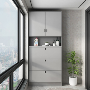 大容量实木鞋柜阳台柜现代简约储物家用收纳储物门口翻斗开门柜子