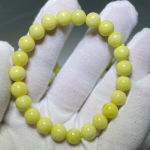 毕业级天然菜花玉水晶玉石手串鹅黄稀有 硒元素 养生手串手链送礼