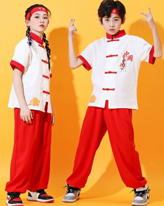 儿童武术表演服装中国风男女中小学生运动会啦啦队舞龙打鼓演出服