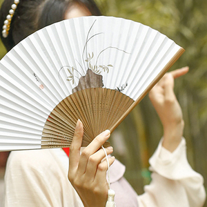 文创折扇古风扇子汉服手持扇文房四宝空白书法扇手绘扇绘画扇礼品盒