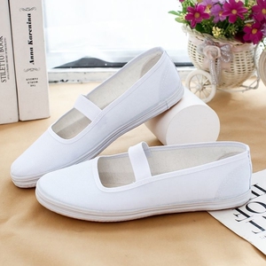 女款纯白护士鞋学校指定小白鞋白色球鞋白网鞋帆布鞋体操鞋表演鞋